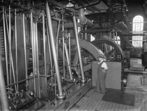 Gravesend Water Works in Kent. Pump room machinery. 1939