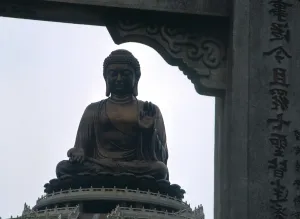Esoterica Prints: The great bronze Buddha on the island of Lintau made in modern times in China this