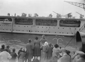 Great Naval review at Spithead. HMS Hermes. The remarkable aircraft carrier. 26