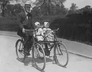 Funny Prints: At the Great Wheelers Rally in London an example of the novel cycle perambulator