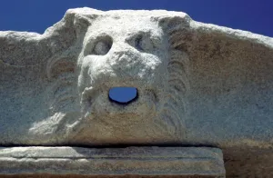 General Civilisations Prints: Greek Islands Delos Faucet in the form of a lions mouth on the remains of a house