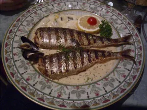 Lifestyle Prints: Grilled herring served in a sauce, Dieppe, Seine-Maritime, Normandy, France