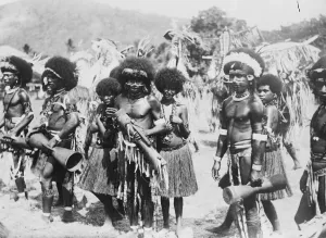 Indigenous Prints: A group of Papuan natives in war paint. 20 October 1934