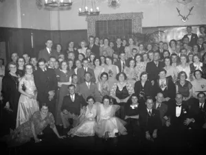 Smart Dress Prints: A group photo taken at the Blackfen British Legion dance in Kent. 1938