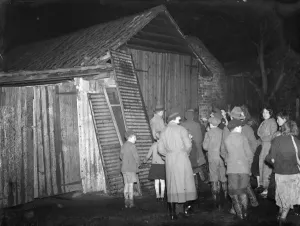 Gypsy childrens Sunday school waiting outside the cow shed in St Mary Cray