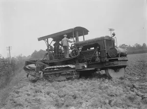 A Gyrotiller at work in a field in Staplehurst, Kent. 1937