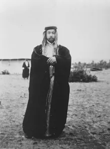 H H the Emir Abdullah, Ruler of Transjordania, in native costume, taken in Arabia
