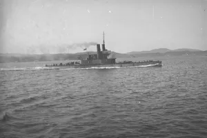 H Ms Glow Worm ( Monitor Class Ship ) leaving Bergen 19 April 1920