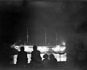 H. M.s Worcester, floodlit in Honour of Nelson on the Anniversary of Trafalgar