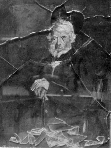 Suffragette Prints: Hacked by a suffragette Millais portrait of Carlyle in National Portrait Gallery 1914