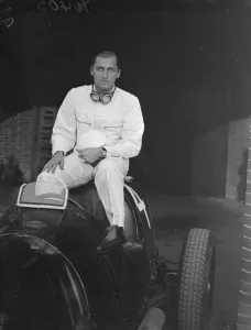 Motorsport From TopFoto Prints: Hans Ruesch Swiss racing driver winner in his car