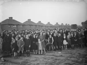 Happy crowds turn out to watch the timber fire at Welling in Kent