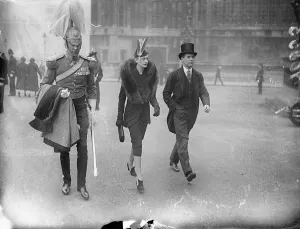 Hat fashion at State Opening of Parliament. A striking hat fashion, worn by an arrival