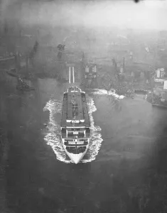 Heavy rain was falling when the 34, 000 ton Cunard - White Star Liner Caronia largest