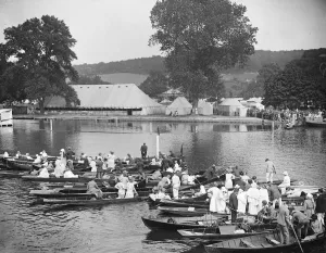 Henley Regatta. A striking panorama of the scene at Henley. 4 July 1923