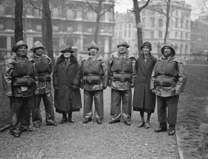 Heroic lifeboatmen. Left to right : Coxswain Henry Blogg of Cromer, Coxswain John