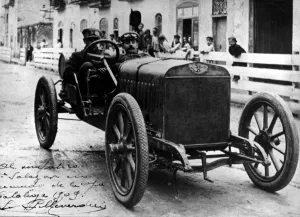 Motor Car Racing Prints: Hispano Suiza 1909 Piloto Pilleverdier Copa Catalunia 1909