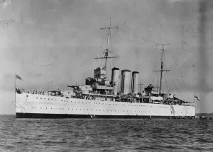 Warship Prints: HMS Cornwall, County Class heavy cruiser, off Wei Hai Wei, China. 1928