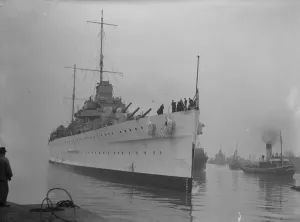 HMS Cumberland, the new British cruiser, which has just arrived at Chatham. 13