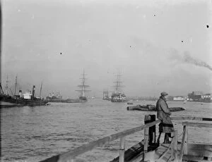 Ship Collection: HMS Worcester and the SS Cutty Sark training ships at Greenhithe, Kent, for the