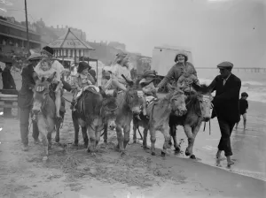 Girls Prints: Holiday scenes at Margate - donkey rides along the beach. 21st May 1923