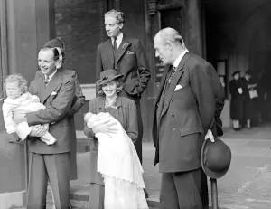Smiling Prints: Hon Charles and Mrs C. Wood and their infant daughter after the Christening at St Paul s