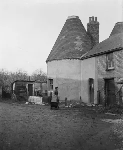 Oast House Prints: Hop kiln converted to a house in Birchwood, Kent. 1939
