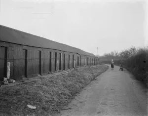 Hop pickers huts in Swanley, Kent. 1939