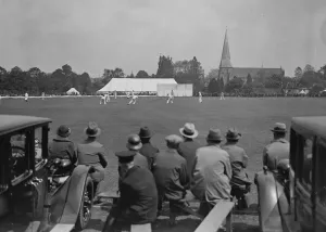 Spectators Prints: Horsham cricket week in progress, with Horsham church in background