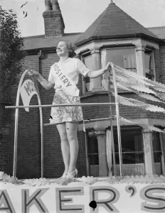 Celebrate Prints: A hosiery float in the Dartford Carnival procession. 1939