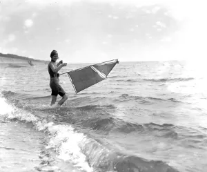 Young Woman Prints: The human yacht, the new seaside craft seen at Clacton - on - Sea, Essex. 20