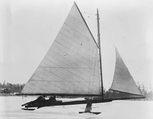 Ice yachting in New York The Marquis Albizzi ( Italy ) ice yachting on the Lake Placid club