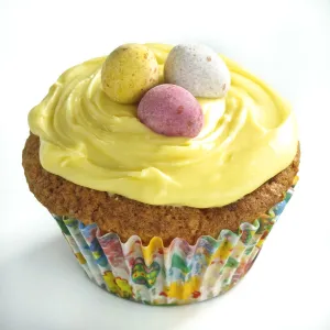 Iced Easter cupcake with chocolate mini eggs credit: Marie-Louise Avery / thePictureKitchen