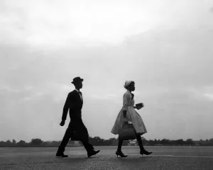 Woman Female Prints: Immigrants from the West Indies arriving at dusk on Saturday evening at Gatwick Airport