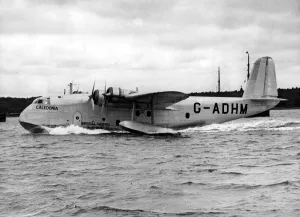 International Herald Tribune Prints: The Imperial Airways flying boat Caledonia about to take off from Southampton