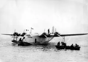 International Herald Tribune Prints: The Imperial Airways flying boat Caledonia on the water at Shannon air base about