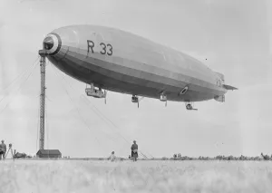 Important mooring mast tests at Pulham air station R33 leaving the mooring mast