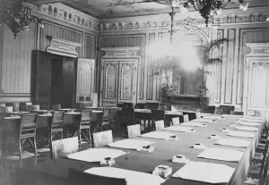 The inter allied conference at Lausanne. The room in the Hotel du Chateau, at Ouchy