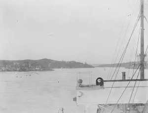 An interesting view of the Bosphorus showing the European shore on left and Asiatic An interesting view of the Bosphorus showing the European shore on left and Asiatic