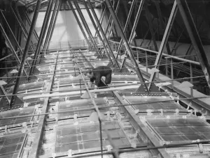 Frame Prints: An interior view of the framework at Lewisham Town Hall, London. 1939