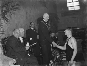 An interior view opf the new swimming baths on Eltham Hill. The Mayor of Woolwich