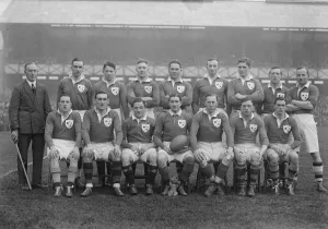 International Rugby at Twickenham Ireland team Left to right standing Mark Sugden