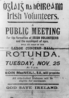 Images Dated 7th January 2016: Irish rebel poster appealing for the enrolment of volunteers at a meeting presided