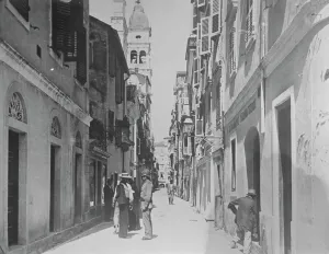 Italians Seize Corfu A typical street in Corfu, the Calles Spiridione. In