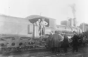 Industrial Prints: Italys labour troubles. Armed guards on a locomotive at Milan February 1920