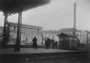Industrial Action Prints: Italys labour troubles central station Milan guarded by troops February 1920