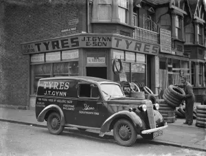 A J T Gynn and Son Tyres store with their Bedford truck parked outside, in Bexleyheath
