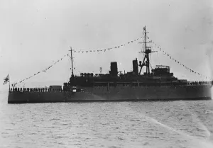 Japanese Battleship. Chogei the mother ship and flagship of the destroyers