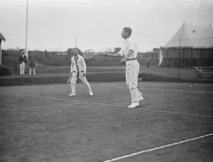 Japanese emperors son as tennis player at Yokohama specie bank sports ground