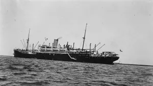 Ship Prints: Jervis Bay stowaways. The Jervis Bay proceeding to her berth at Colombo harbour